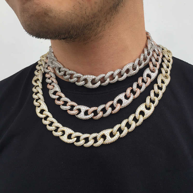 15MM 18K Gold Plated Iced Out Cuban Link Chain Necklace - Tripodjewelry