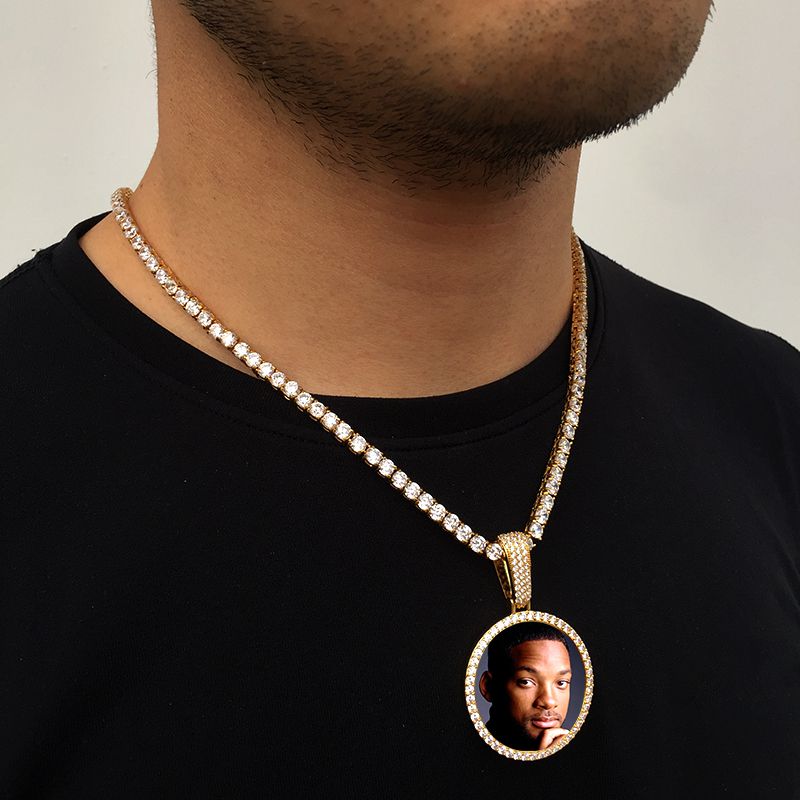 18K 40mm Custom Photo Pendant Personalized - Tripodjewelry