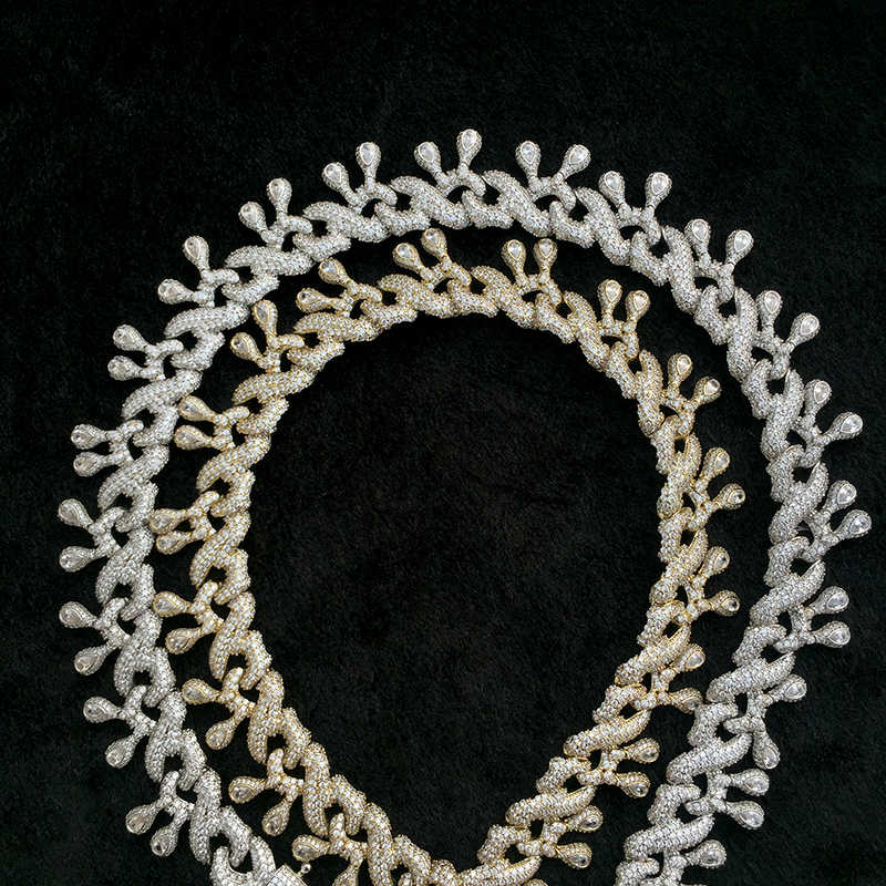24MM White Gold Plated Iced Out Flipping Dripping Infinity Link Chain Necklace
