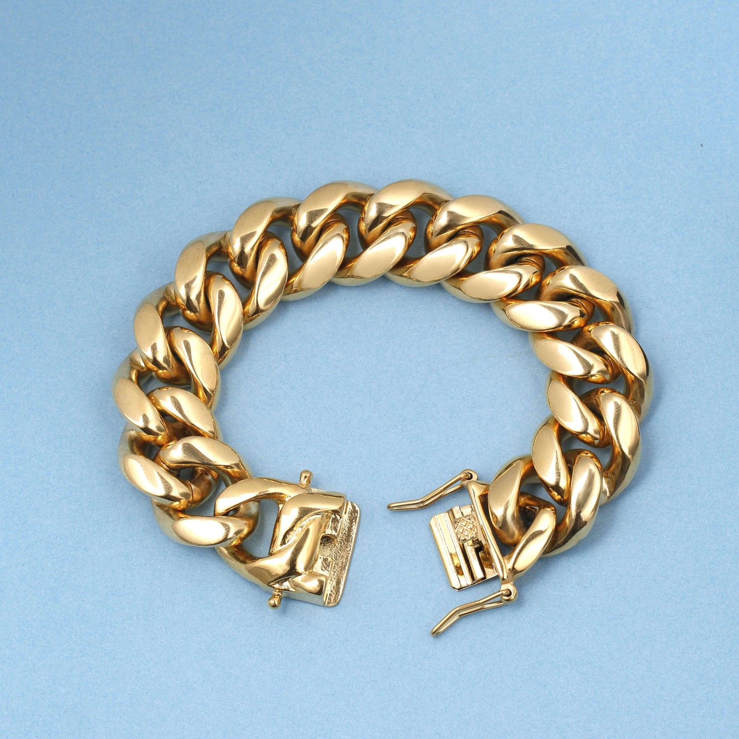 18MM 18K Gold Plated Miami Cuban Link Chain And Bracelet  Set