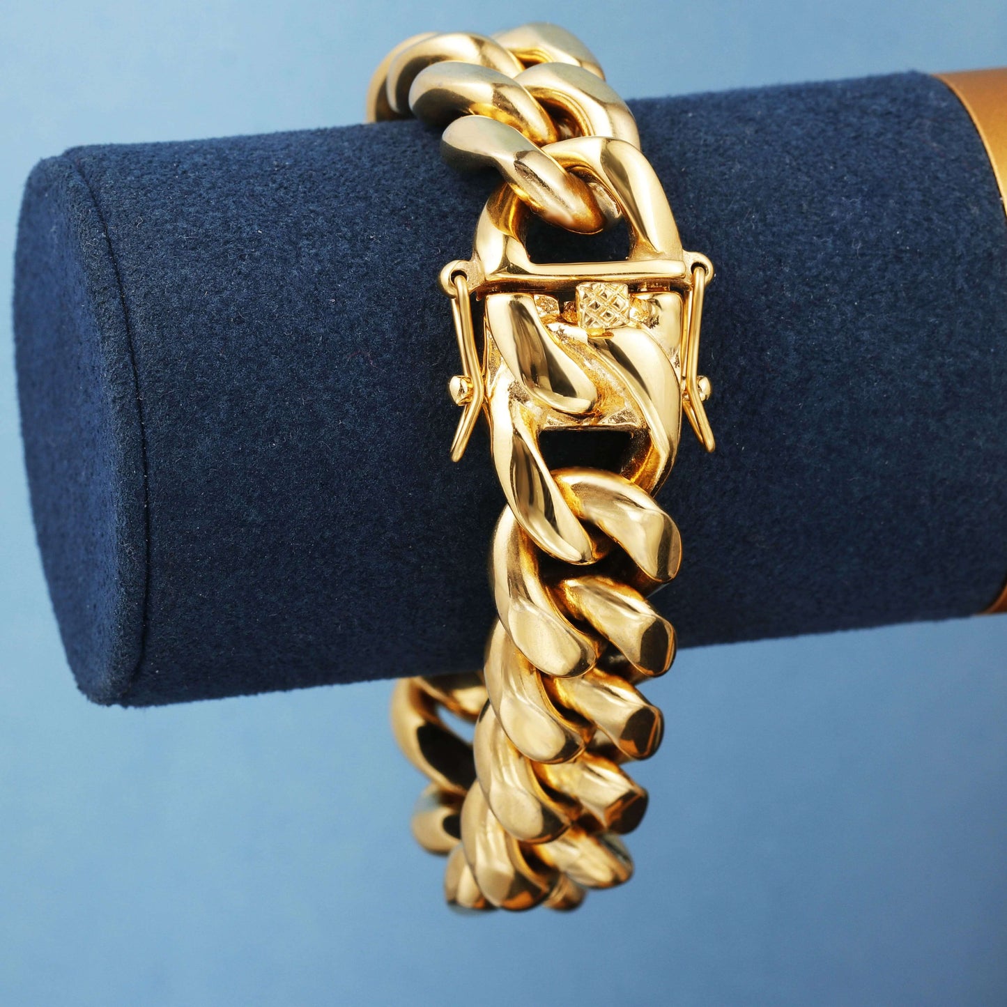 18MM 18K Gold Plated Miami Cuban Link Chain And Bracelet  Set