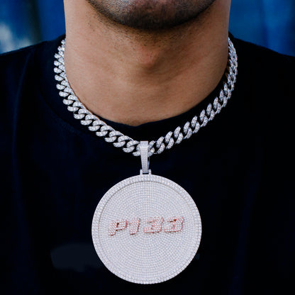 Gold Disc Pendant Set With Diamonds - Letters & Numbers Customized