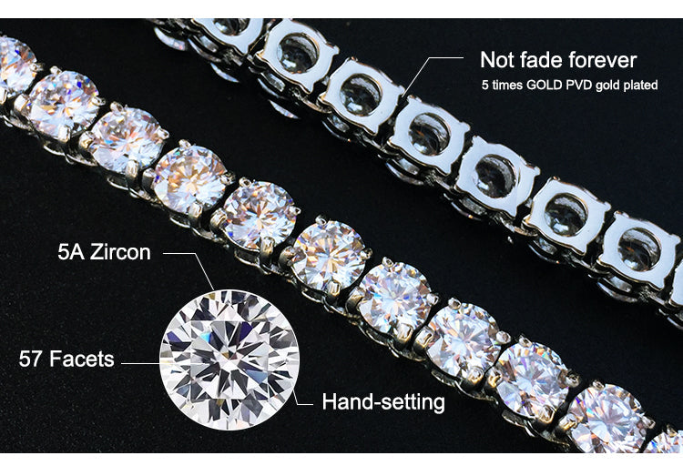 14K/18K Single Row Diamond Cuban Chain TRIPOD JEWELRY
