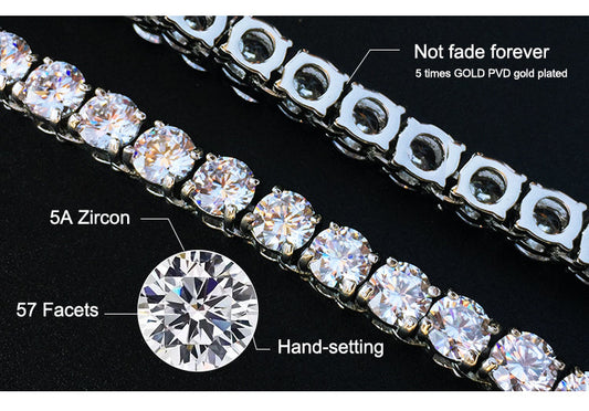 14K/18K Single Row Diamond Cuban Chain TRIPOD JEWELRY