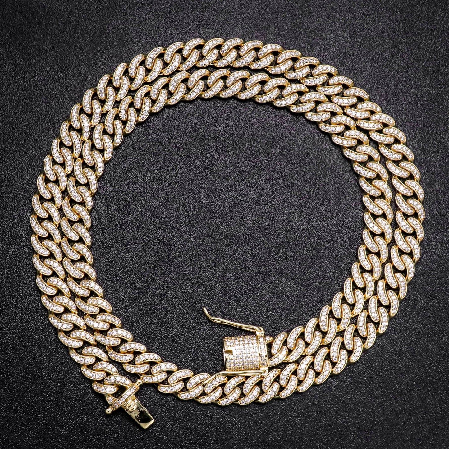 8MM 14K Gold Plated Iced Out Micro Cuban Link Bracelet