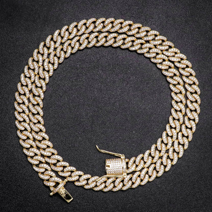 8MM 14K Gold Plated Iced Out Micro Cuban Link Bracelet