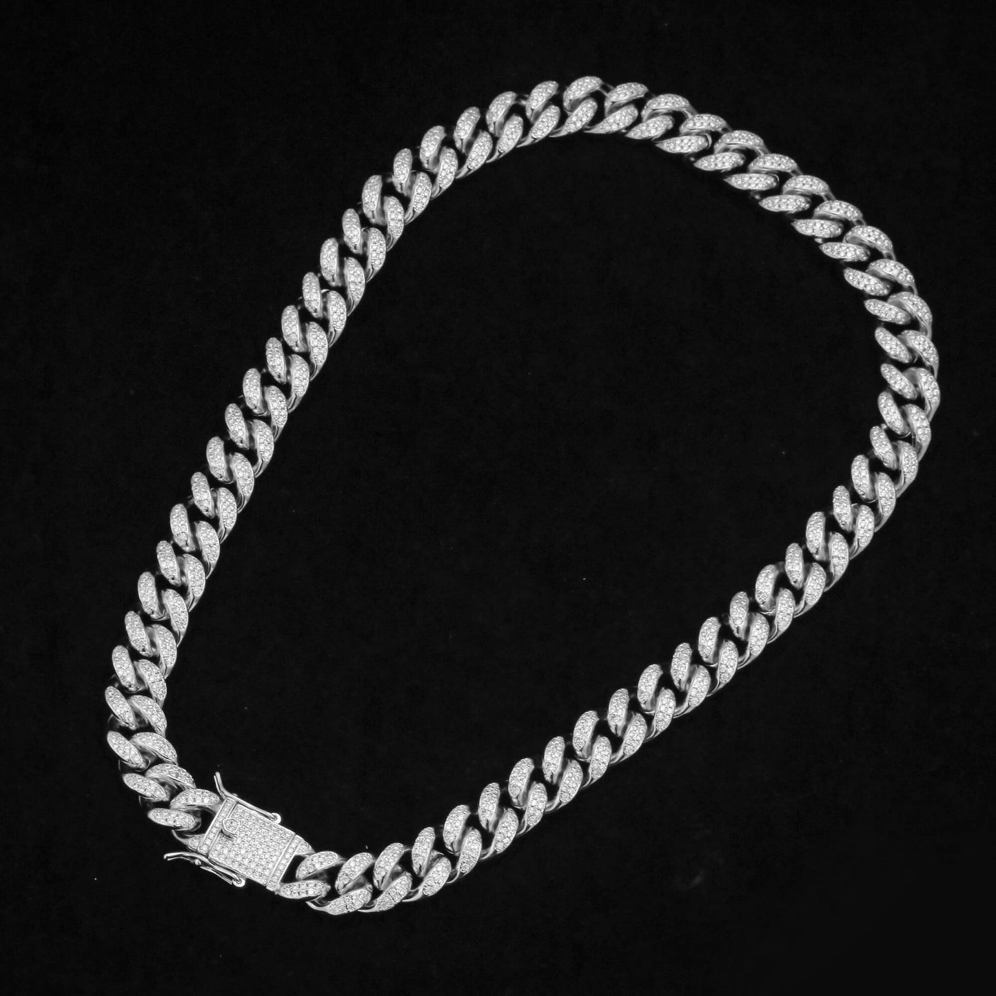 12MM White Gold Plated Iced Out Flooded Cuban Link Chain