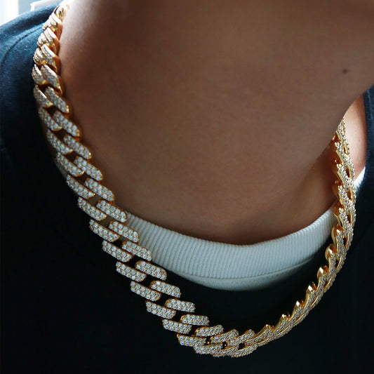 14K Gold Diamond Box Clasp Cuban Necklace TRIPOD JEWELRY
