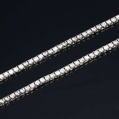 4MM White Gold Plated Tennis Chain and Bracelet Set Tripodjewelry
