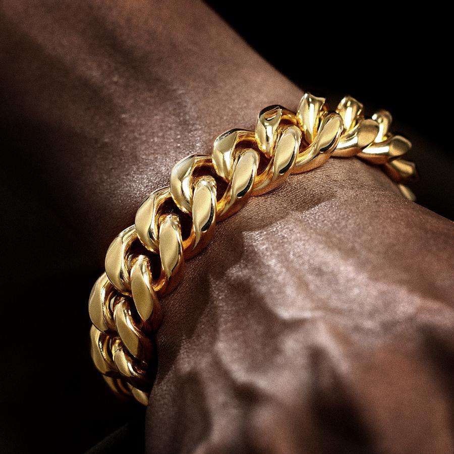 18MM 18K Gold Plated Miami Cuban Link Chain And Bracelet  Set