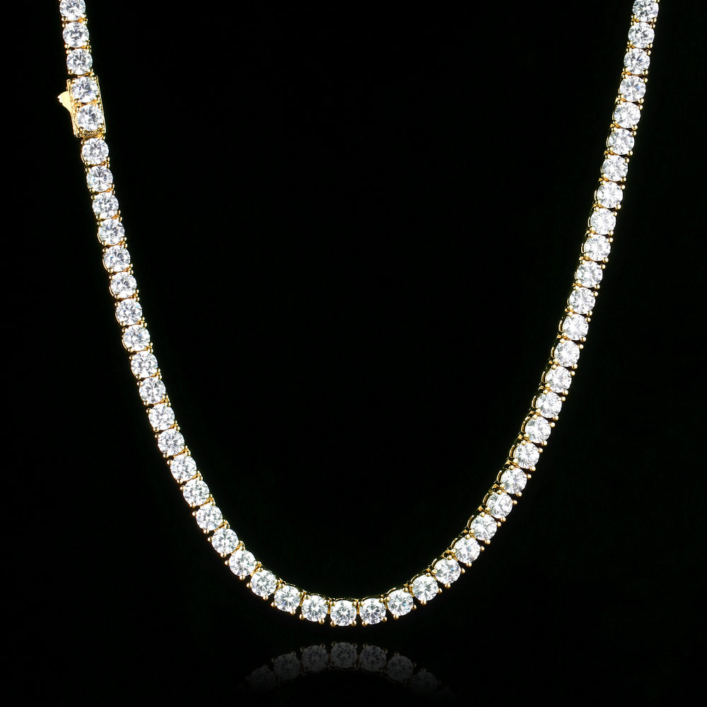 4MM  Gold Plated Tennis Chain and Bracelet Set