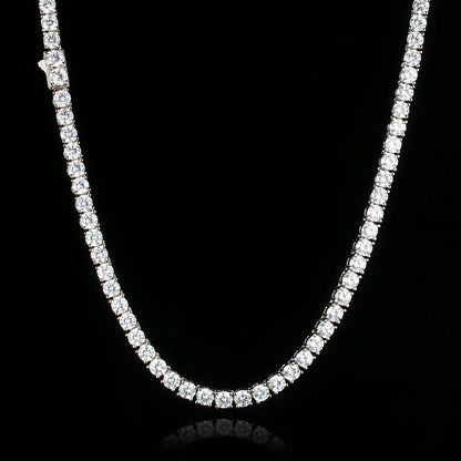 4MM White Gold Plated Tennis Chain and Bracelet Set Tripodjewelry