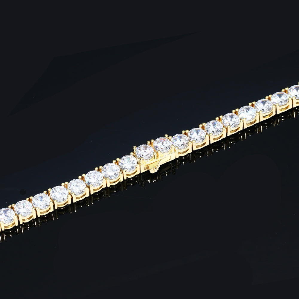 4MM  Gold Plated Tennis Chain and Bracelet Set