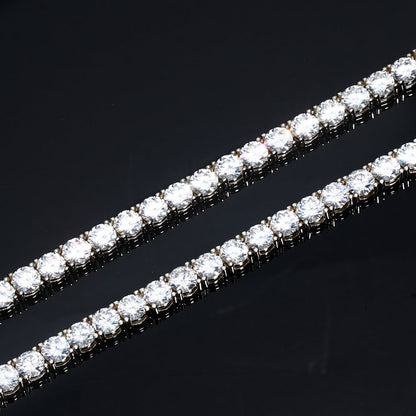 4MM White Gold Plated Tennis Chain and Bracelet Set Tripodjewelry