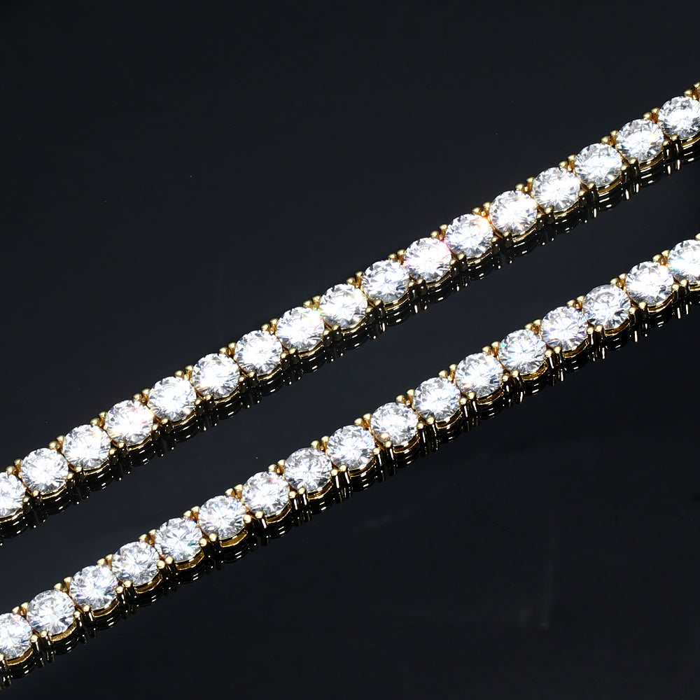 4MM  Gold Plated Tennis Chain and Bracelet Set