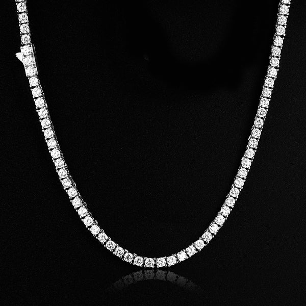 3MM White Gold Plated Tennis Chain Necklace