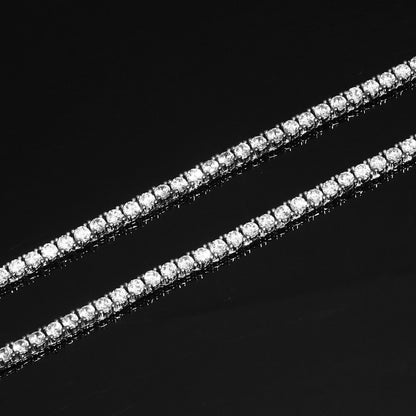 3MM White Gold Plated Tennis Chain Necklace