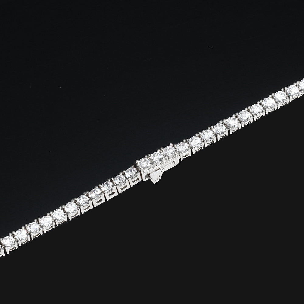 4MM White Gold Plated  Tennis Chain Necklace