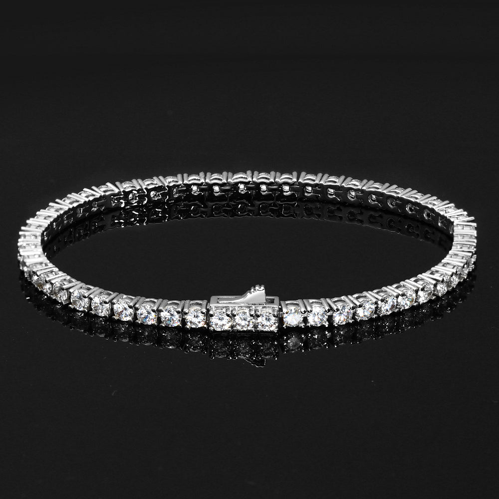 4MM White Gold Plated Tennis Chain and Bracelet Set Tripodjewelry
