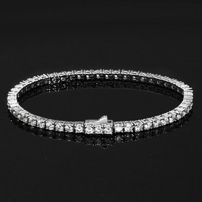 4MM White Gold Plated Tennis Chain and Bracelet Set Tripodjewelry