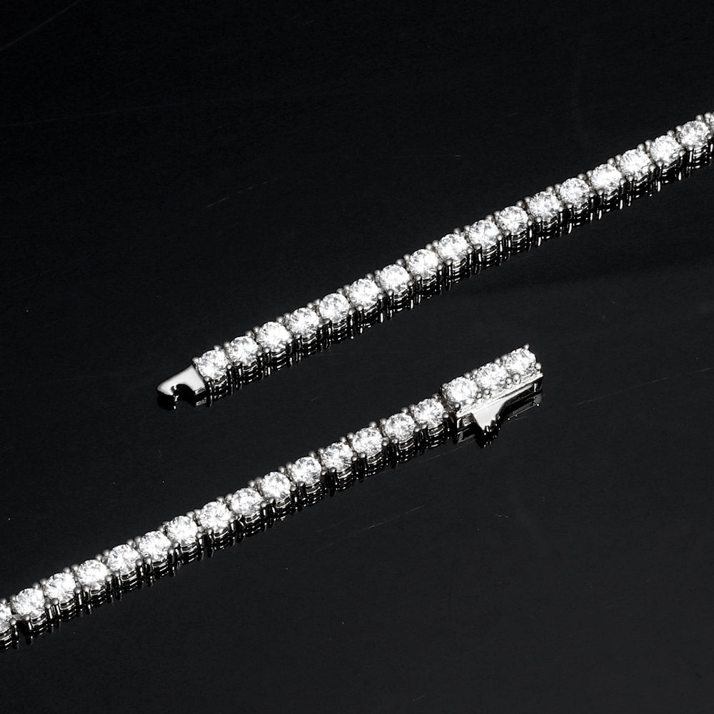 4MM White Gold Plated  Tennis Chain Necklace