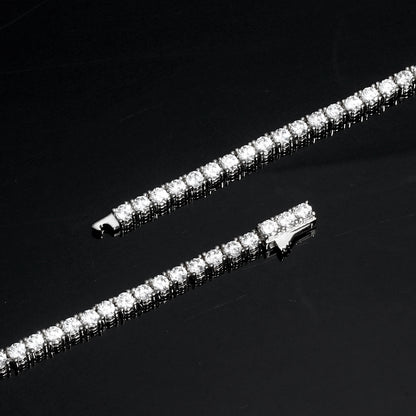 4MM White Gold Plated  Tennis Chain Necklace