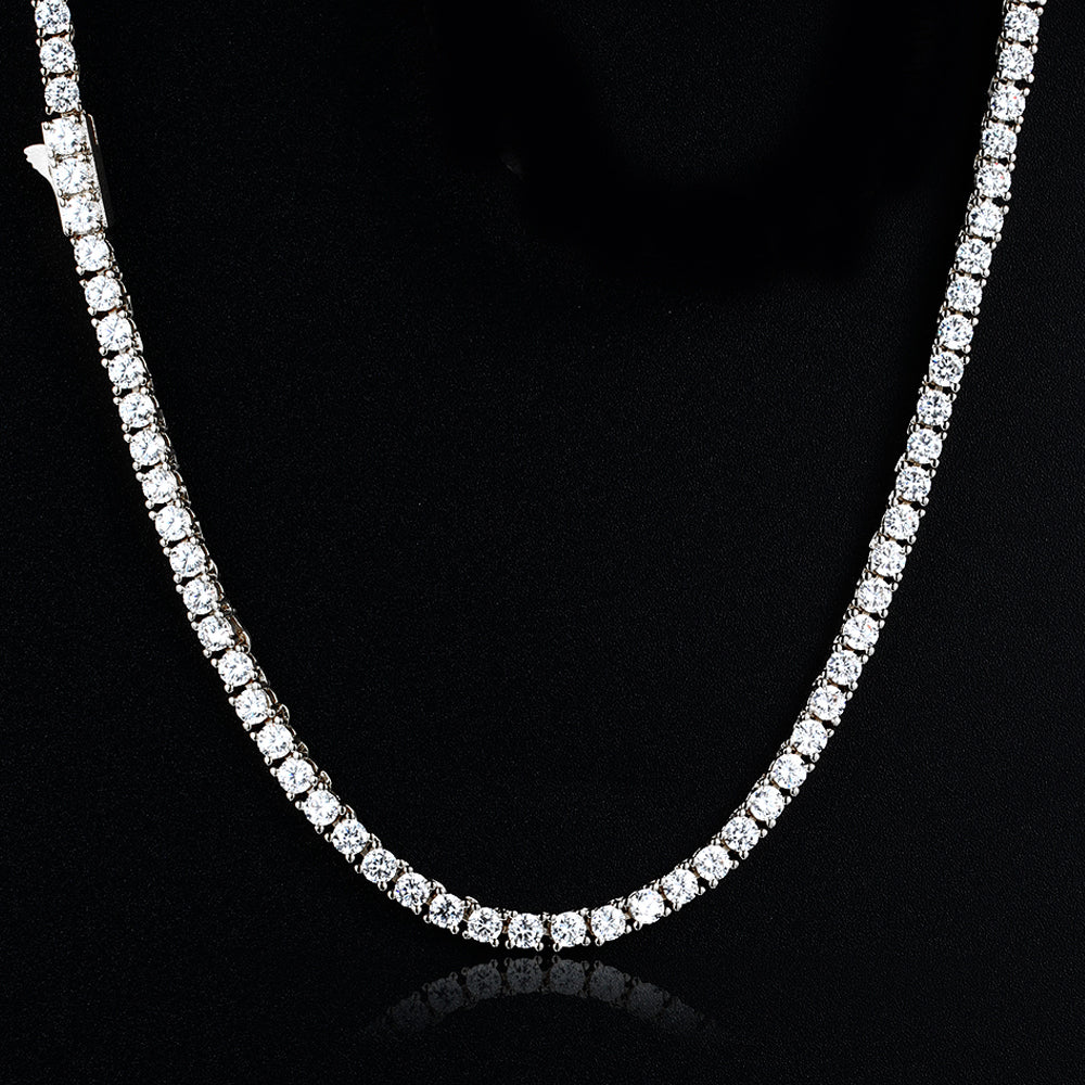 4MM White Gold Plated  Tennis Chain Necklace