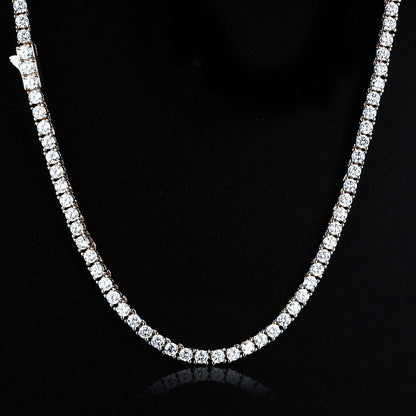 4MM White Gold Plated  Tennis Chain Necklace