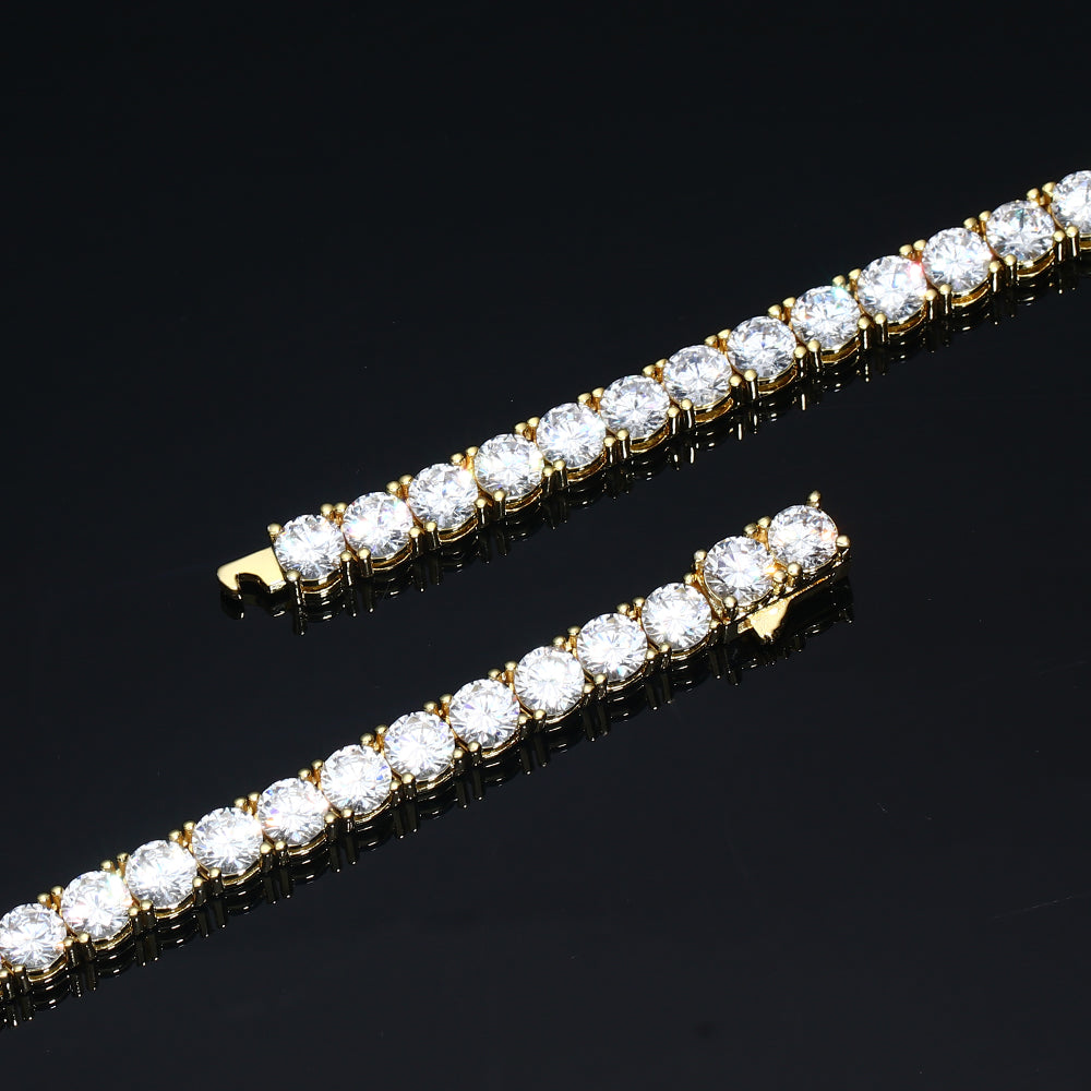 4MM  Gold Plated Tennis Chain and Bracelet Set