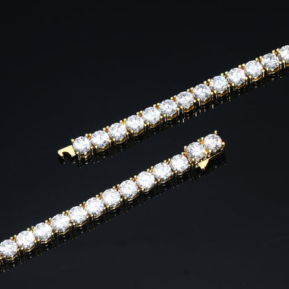 4MM  Gold Plated Tennis Chain and Bracelet Set