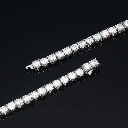 4MM White Gold Plated Tennis Chain and Bracelet Set Tripodjewelry