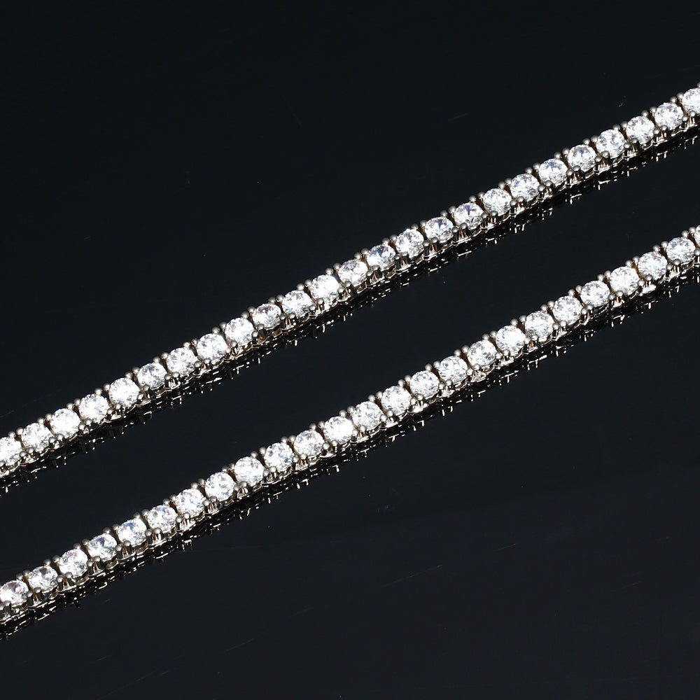 4MM White Gold Plated  Tennis Chain Necklace