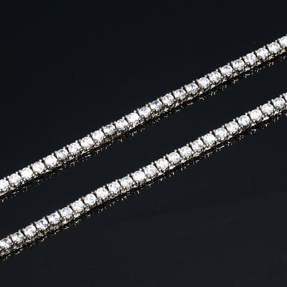 4MM White Gold Plated  Tennis Chain Necklace