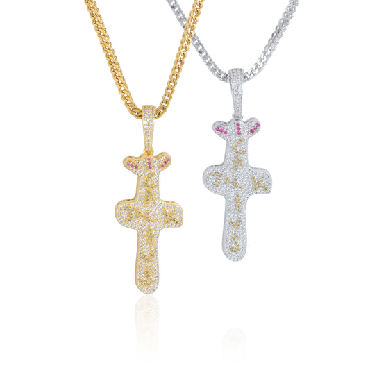 18K/White Gold Iced Out Cross Pendant Tripodjewelry