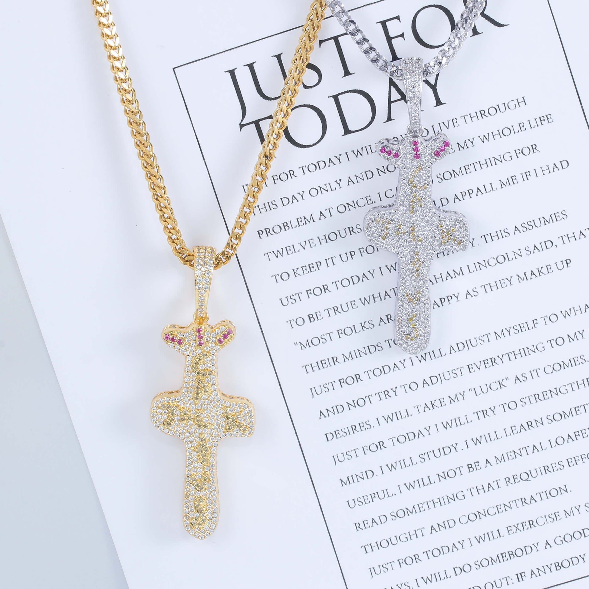 18K/White Gold Iced Out Cross Pendant Tripodjewelry