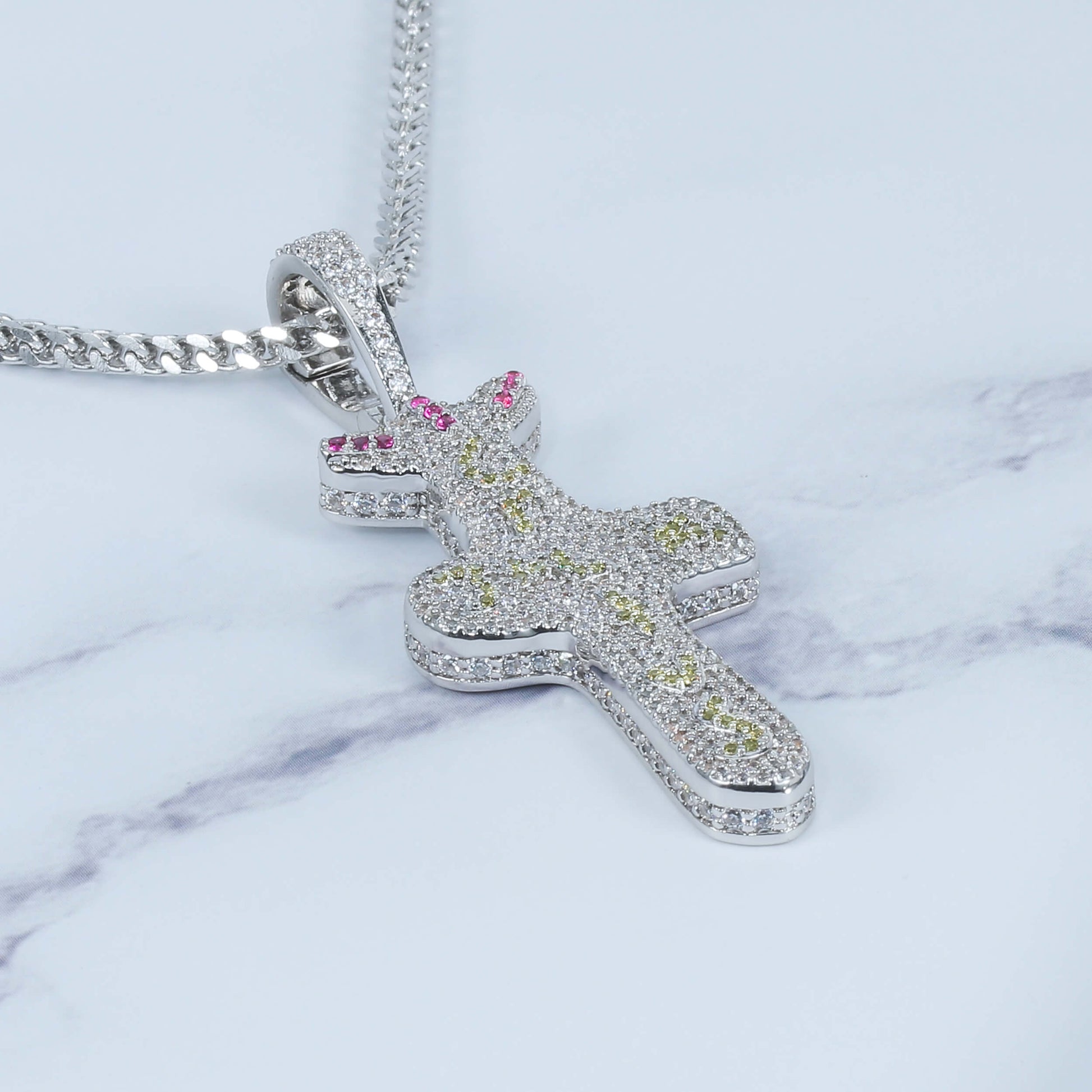 18K/White Gold Iced Out Cross Pendant Tripodjewelry