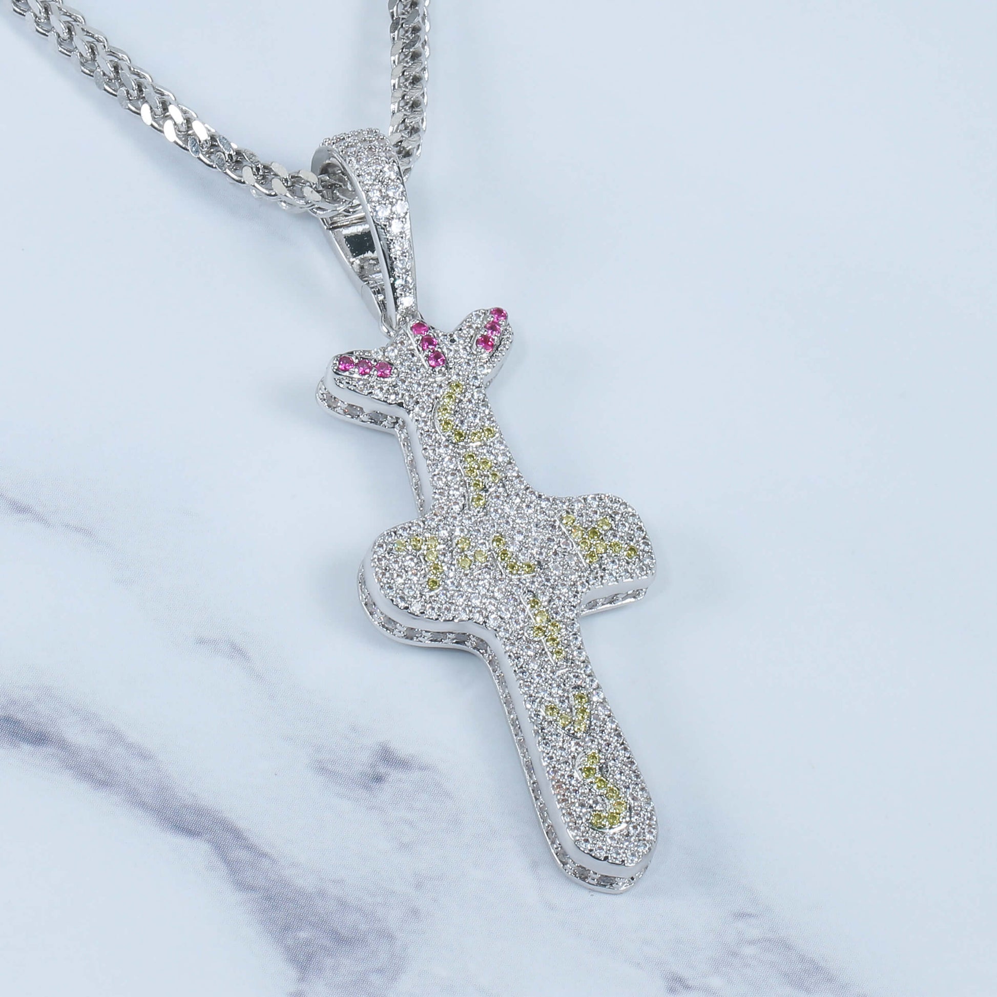 18K/White Gold Iced Out Cross Pendant Tripodjewelry