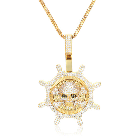 Gold Diamond Pirates Pendant Tripodjewelry