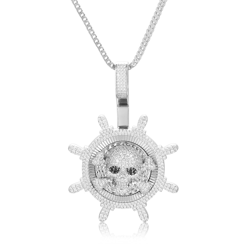 White Gold Diamond Pirates Pendant Tripodjewelry