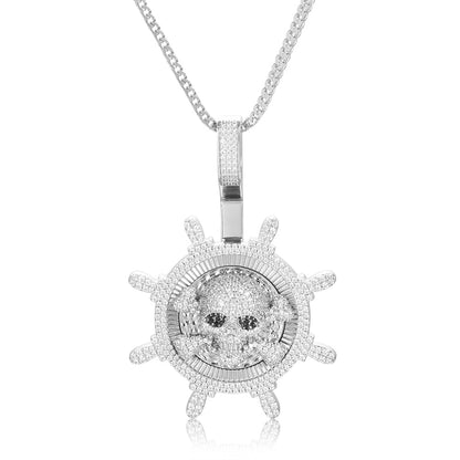White Gold Diamond Pirates Pendant Tripodjewelry