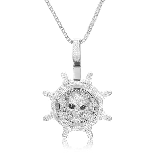 White Gold Diamond Pirates Pendant Tripodjewelry