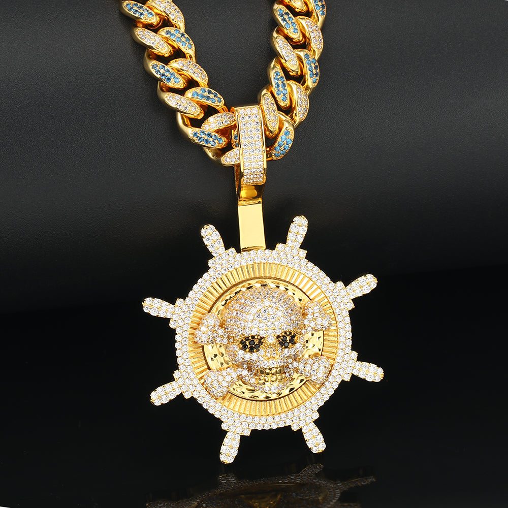 Gold Diamond Pirates Pendant Tripodjewelry
