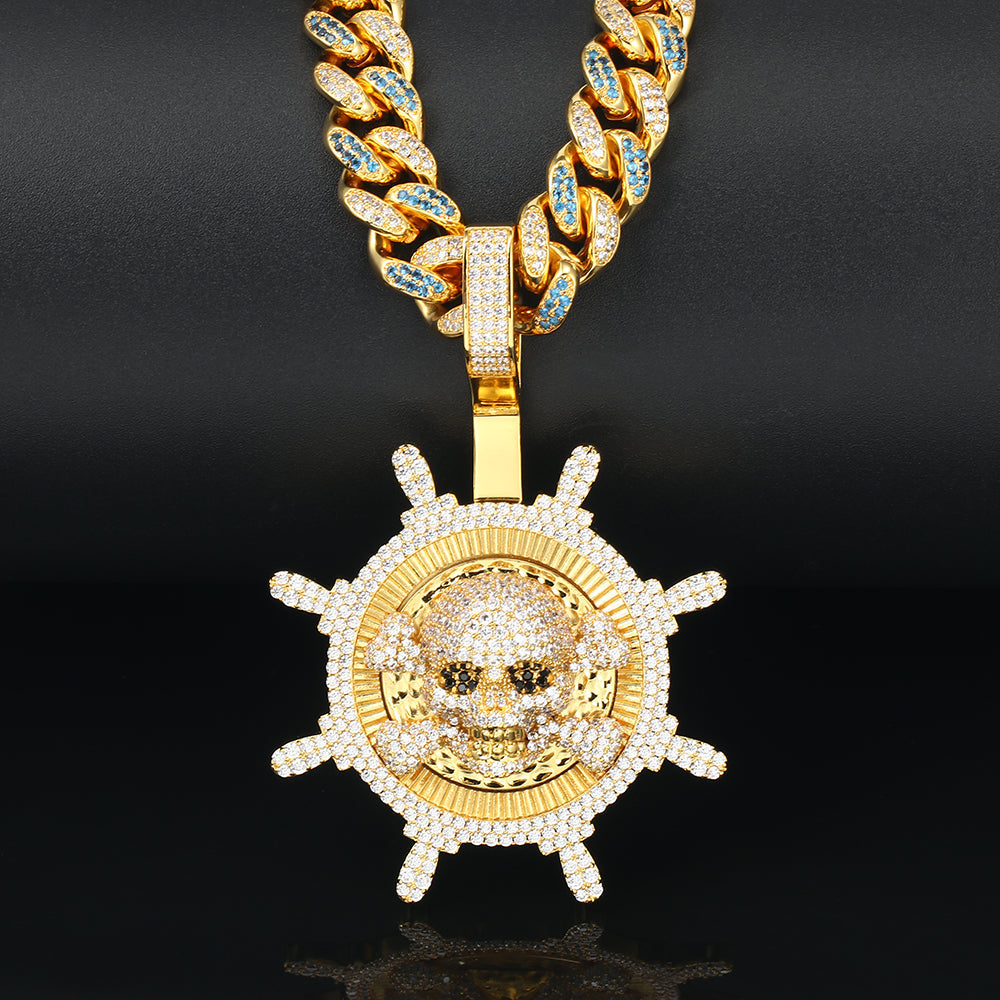 Gold Diamond Pirates Pendant Tripodjewelry