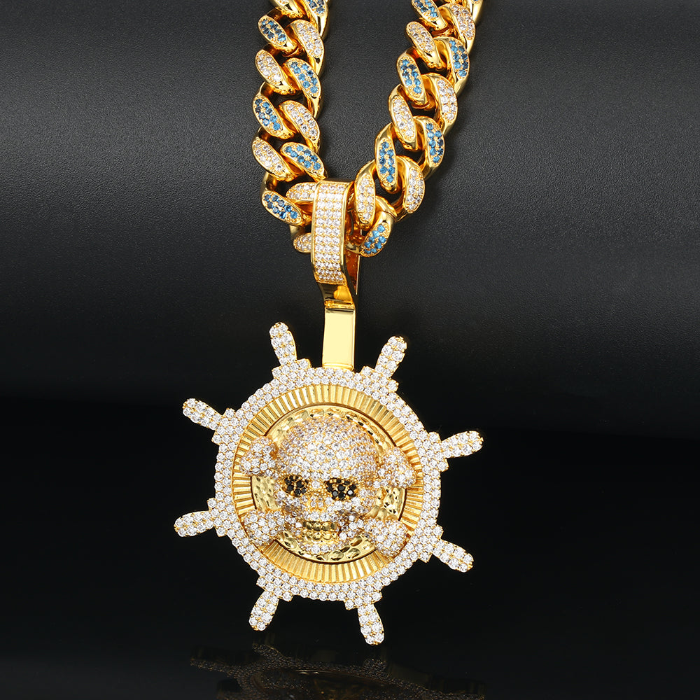 Gold Diamond Pirates Pendant Tripodjewelry