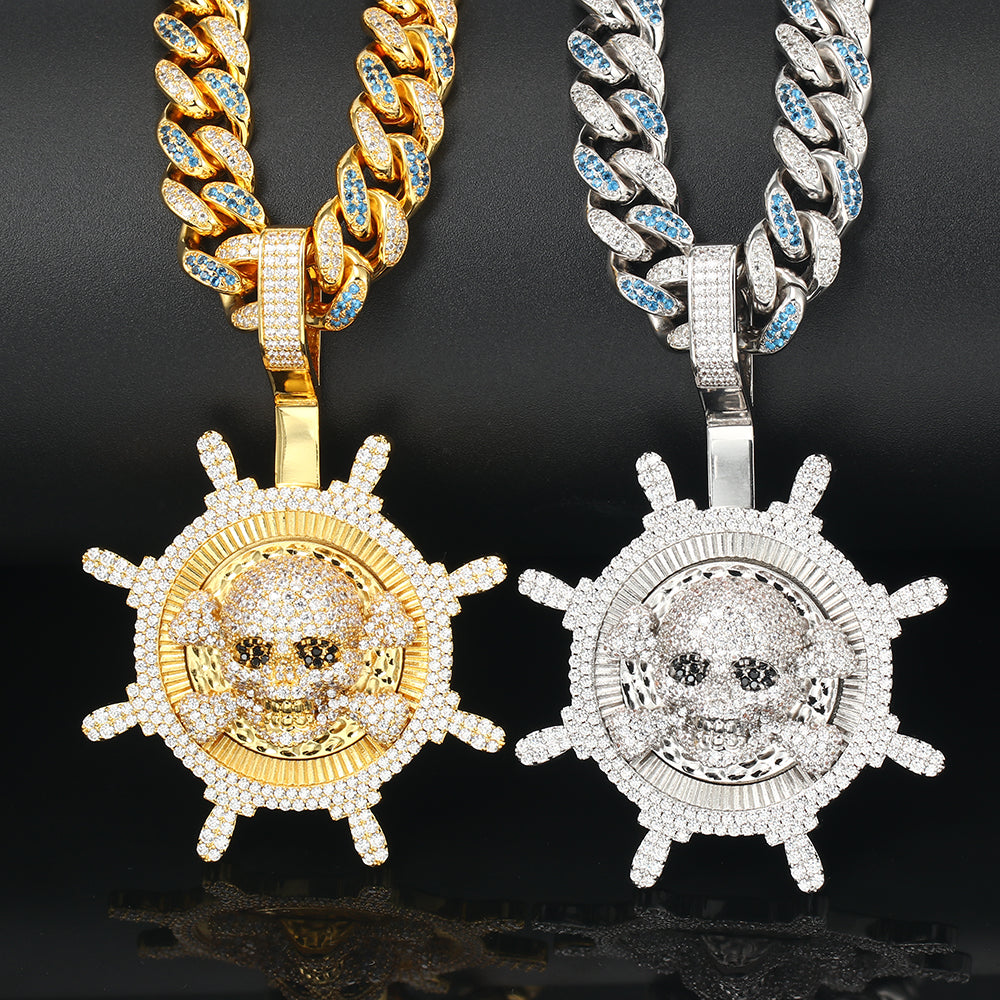 White Gold Diamond Pirates Pendant Tripodjewelry