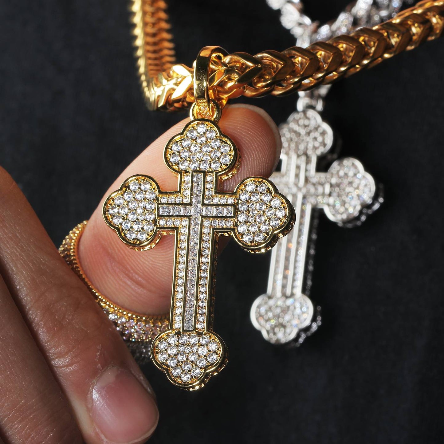 Gold Cloud Cross Pendant