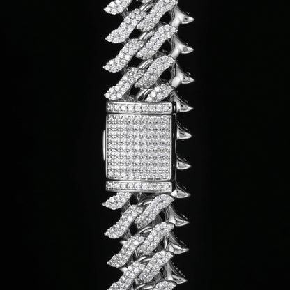 15MM White Gold Plated Simulated Iced Out Cuban Link Bracelet
