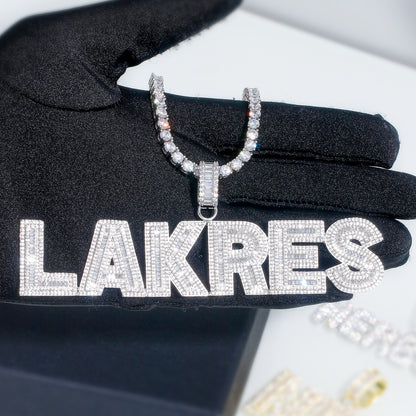 Customized Letters Pendant - Square Diamond Necklace 14K / White Gold