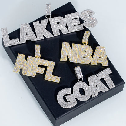 Customized Letters Pendant - Square Diamond Necklace 14K / White Gold