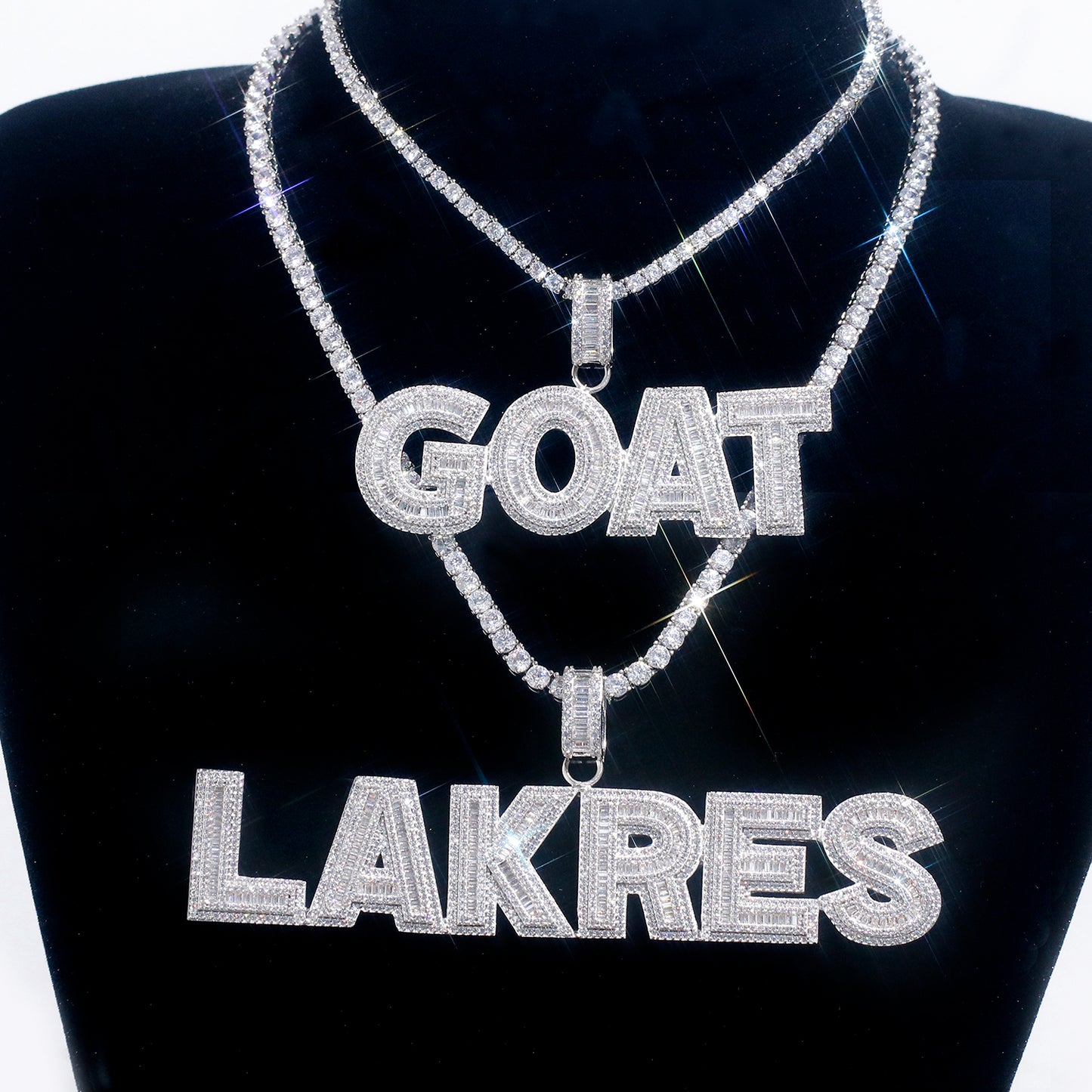 Customized Letters Pendant - Square Diamond Necklace 14K / White Gold